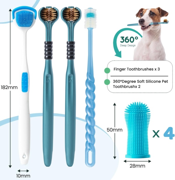 Dog Toothbrush, Finger Toothbrush, 360 Degree Silicone Toothbrush for Dental Care, Easy Dog Cat Puppy Teeth Cleaning (8 Pack) - Image 4