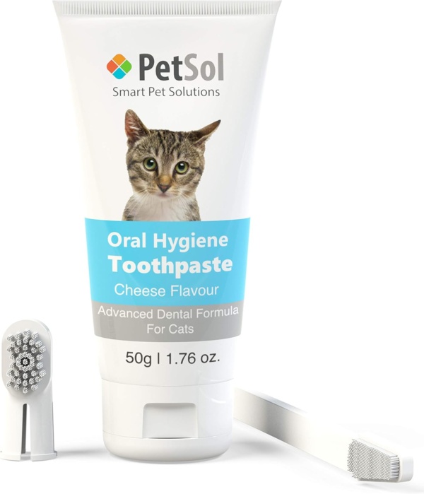 Dental Care Kit Cat Toothpaste (50g) with 2 x Pet Toothbrushes to Clean Cat's Teeth, Remove Plaque and Tartar, Improve Gum, Tooth Health & Pet Oral Hygiene - Image 2