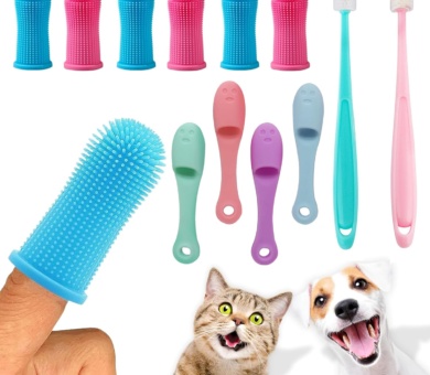 10Pcs Small Dog & Cat Toothbrush, Dog Finger Toothbrush, 360 Degree Soft Silicone Pet Toothbrush, Puppy Toothbrush, Silicone Scrubber for Cats, Finger Toothbrush for Dog and Cat Teeth Cleaning