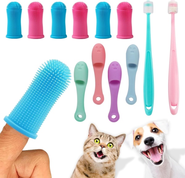 10Pcs Small Dog & Cat Toothbrush, Dog Finger Toothbrush, 360 Degree Soft Silicone Pet Toothbrush, Puppy Toothbrush, Silicone Scrubber for Cats, Finger Toothbrush for Dog and Cat Teeth Cleaning