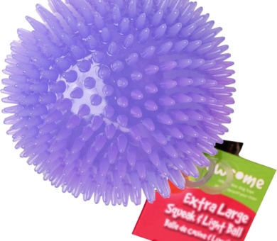 4.5” Spiky Squeak & Light Ball Dog Toy - Extra Large, Cleans teeth and Promotes Dental and Gum Health for Your Pet, Colors will vary, All Breed Sizes