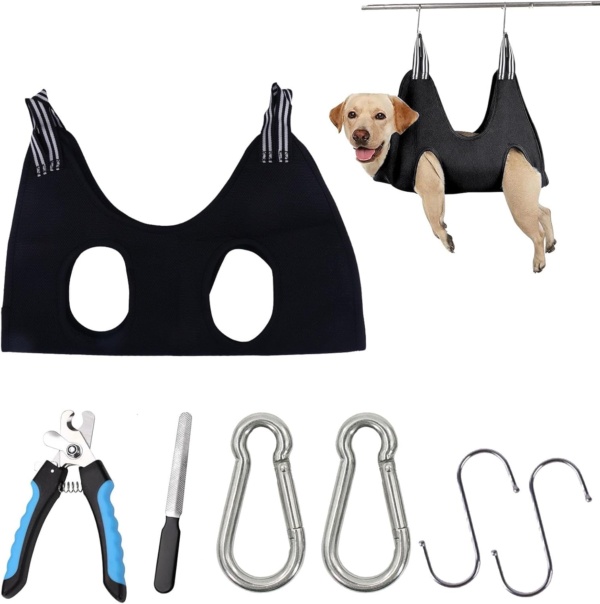 Blingoo Dog Grooming Hammock and Clippers - 75 X 51cm Dog Nail Cutting Claw Care and Cat Ears Care for Washing and Bathing in Small/Medium Size