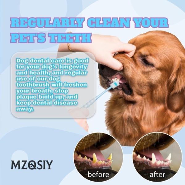 2PCS Dog Toothbrush Set，Dog Toothbrush 360°Silicone Pet Finger Toothbrush for Dogs Cats ，Dog Oral Hygiene Deep Clean with Storage Case，Dogs Teeth Plaque Dog Dental Care (Blue, Average) - Image 2