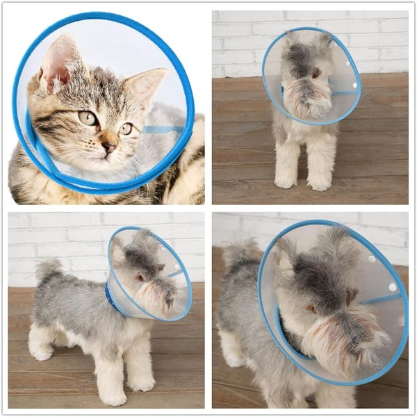 Pet Cone,Dog Cone Adjustable Collar,Protect The Neck Surgery Recovery,for Puppies,Small Dogs and Cats (S, White,Bule) - Image 6