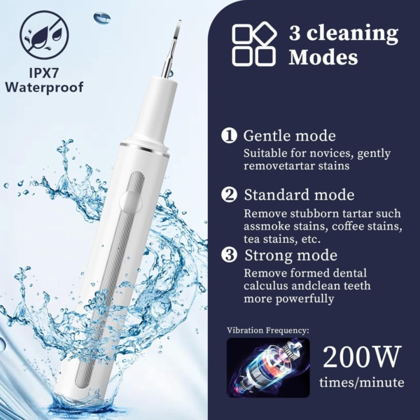 Pet Tooth Brushing Kit, Remover for Teeth Dog, Plaque Remover Safe for Dogs and Cats, 3 Modes, Pet Tooth Cleaner Dental Care Tartar Plaque Remover with LED Light (White) - Image 7