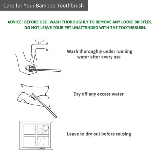 Pet Bamboo Toothbrush for Dogs Cats & Small Pets, Pack of 2 Double Head, Soft Teeth Cleaning Products, Organic Dental Care, Remove Plaque Off, Dog Breath Freshener, Eco Friendly Bamboo Dog Toothbrush - Image 8