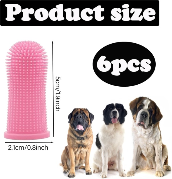 ZNDFTW 6 Pcs Dog Finger Toothbrush, Dog Toothbrush, Dog Toothbrush Finger, Silicone Pets Teeth Cleaning Puppies Teeth Cleaning Products for Cats & Small Pets Dental Care Three-Colour - Image 2