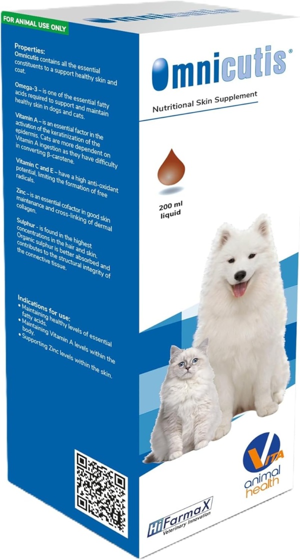 Omnicutis Liquid (200ml), Formula to boost Skin Health and a Healthier Coat. Packed with Vitamins and Nutrients for Nail and Hair Growth - Fast Acting Support for Immune System