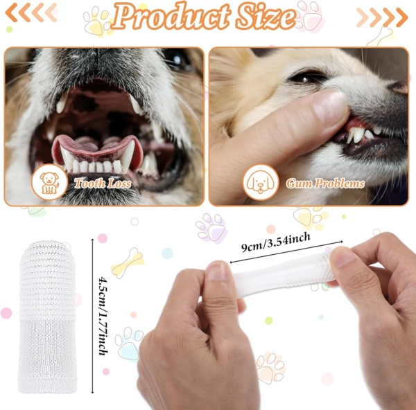 Dog Toothbrush 20Pcs Pet Toothbrush Finger Toothbrushes 360º Dog Tooth Brushing Kit Finger Cleaning Gloves Washable Cat Toothbrush Comfortable Brush Tape Pad Clean Cushion - Image 3
