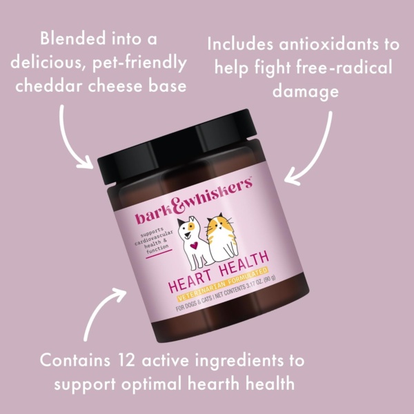 Bark & Whiskers Heart Health for Dogs & Cats, 3.17 oz. (90g), 90 Scoops, Cheddar Cheese Flavor, Supports Cardiovascular Health and Function, Veterinarian Formulated, Non-GMO, Dr. Mercola - Image 5