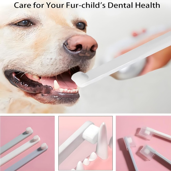 Extra Soft Dog & Cat Toothbrushes Dental Cleaning Brushes for Puppy Small Dog and Cat Dogs Teeth Dental Health 3 Pack Kit (White/Green/Pink) - Image 5