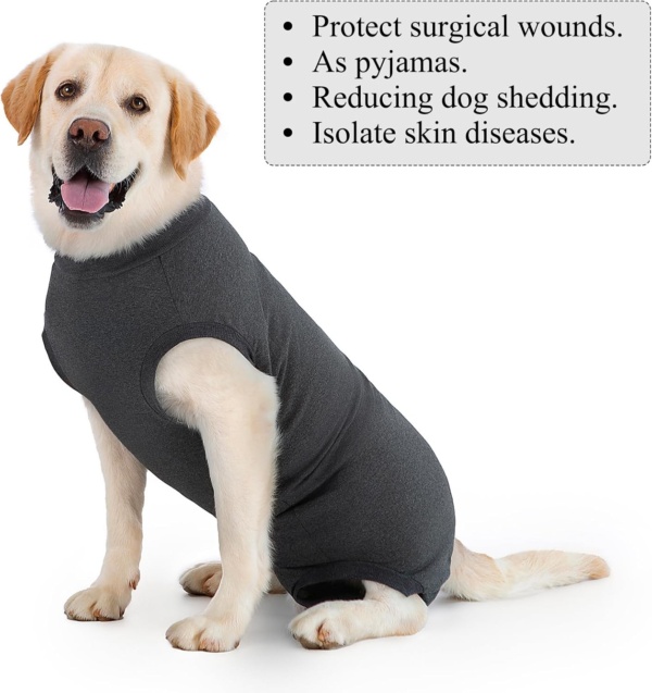 Dog Recovery Suit Post Op with Top Zip Surgical Recovery Suit Female Male Dog Vest Body Suits for Dogs After Surgery Onesie Medical Vest for Small Medium Large Dogs Cone Alternative - Image 5