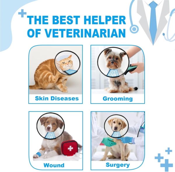 Supet Dog Cone Adjustable Pet Cone Recovery Collar Comfortable Pet Cone Collar Protective for After Surgery Anti-Bite Lick Wound Healing Safety Practical Plastic E-Collar for Dogs and Cats (White XXL) - Image 2