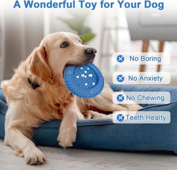 PcEoTllar Dog Chew Toys for Aggressive Chewers, Large Indestructible Dog Toys for Large Dogs, Interactive Dog Toys for Boredom, Natural Rubber for Teeth Gum Health, Blue - Image 5