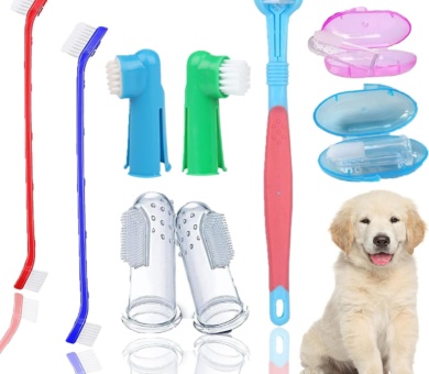 Pet Toothbrush Kit,9 PCS Dog Finger Tooth Brush,360-Degree Toothbrush to Convenient Clean Pet Teeth,Removing Bad Breath Tartar Cleaning Brushes for Dog Cat Oral Health (9 PCS)