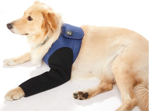 Coodeo Dog Recovery Suit, Cone Collar Alternative, Abrasion Resistant Dog Recovery Sleeve, Washable 2.5mm Thick and Waterproof, Pet Wounds Prevent Licking, Bite, Being Wet and Infected (S)