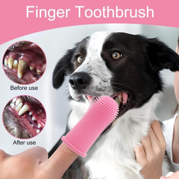 10Pcs Dog Toothbrush, 360º Dog Finger Toothbrush, Silicone Pets Teeth Cleaning Toothbrush Kit, Suitable for Dogs and Cats, Dog Plaque Dog Dental Cleaning Care - Image 2