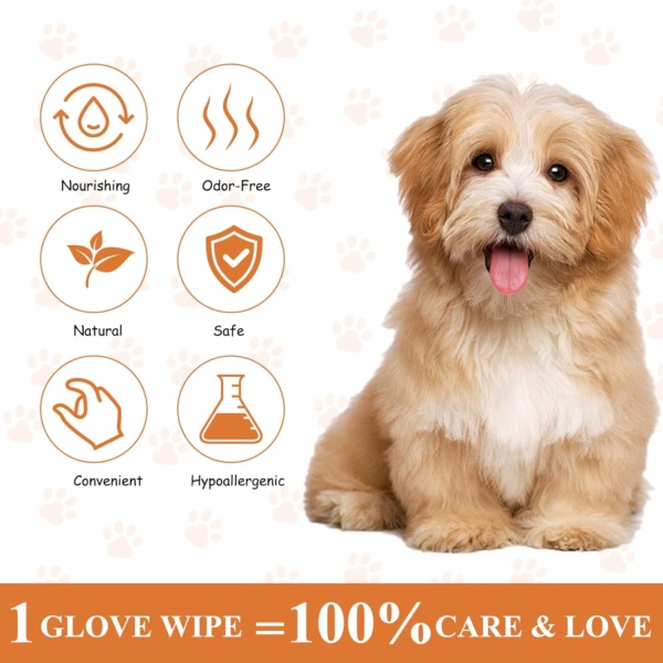 18 Pcs Pet Glove Wipes Dog Mild Deodorizing Pet Glove Wipes for Dogs Thickening Cat Cleaning Gloves No Need to Rinse Cleans and Deodorizes for Daily Care and Travel - Image 2