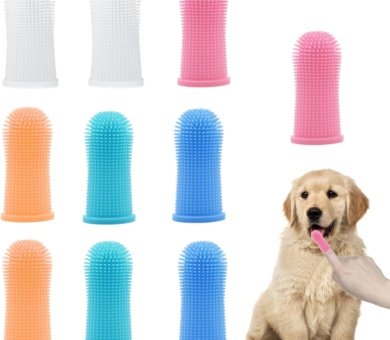 10Pcs Dog Toothbrush, 360º Dog Finger Toothbrush, Silicone Pets Teeth Cleaning Toothbrush Kit, Suitable for Dogs and Cats, Dog Plaque Dog Dental Cleaning Care