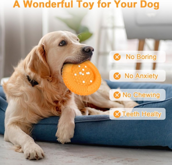 PcEoTllar Dog Chew Toys for Aggressive Chewers, Large Indestructible Dog Toys for Large Dogs, Interactive Dog Toys for Boredom, Natural Rubber for Teeth Gum Health, Orange - Image 5