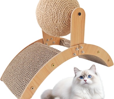 Cat Scratcher, Kitten Grinding Claw Toy, 20.08x12.2x7.87 inches Wood Sisal, Ball Scratcher Prevents Boredom, Exercise Furniture Protector for Outdoor Pet Play, Claw Health, Cats