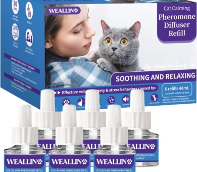 6 Pack Cat Calming Plug-in Refills - Cat Pheromone Diffuser Refills Relieve Anxiety & Stress 6 Month Supply, Cat Pheromones Calming Diffuser Refill(Fits All Common Diffuser Heads)
