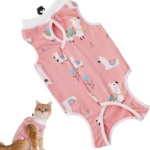 Surgery Recovery Suit for Cats, Anti Licking Cat Recovery Suit, Breathable Cat Onesie, Comfortable Kitten Vest after Spaying, Soft Pet Recovery Bodysuit, for Abdominal Wounds (M)