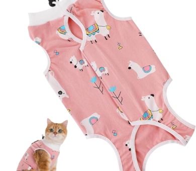 Surgery Recovery Suit for Cats, Anti Licking Cat Recovery Suit, Breathable Cat Onesie, Comfortable Kitten Vest after Spaying, Soft Pet Recovery Bodysuit, for Abdominal Wounds (M)