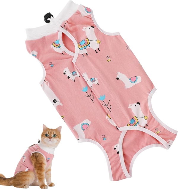 Surgery Recovery Suit for Cats, Anti Licking Cat Recovery Suit, Breathable Cat Onesie, Comfortable Kitten Vest after Spaying, Soft Pet Recovery Bodysuit, for Abdominal Wounds (M)