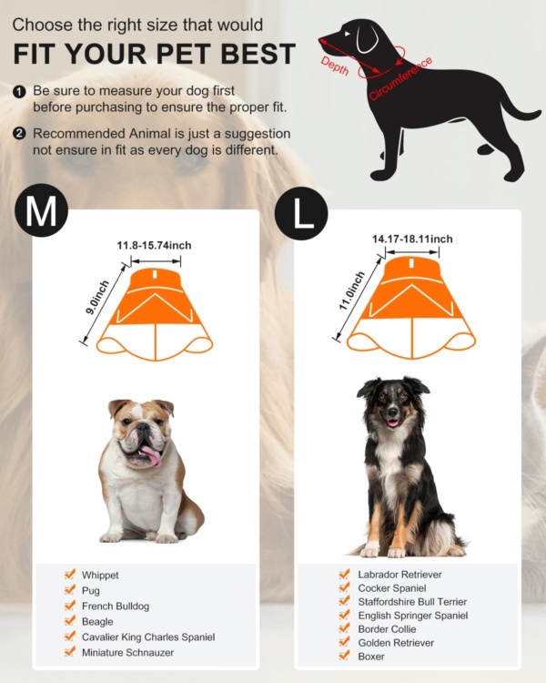 Dog Cone Collar Large,Soft Dog Cone With Adjustable Buckle,Anti- Bite Elizabethan Collars For Dog & Cats, Pet Collar Comfy Cone Neck Collar After Surgery (Orange, L(15.7''-18.9'')) - Image 4
