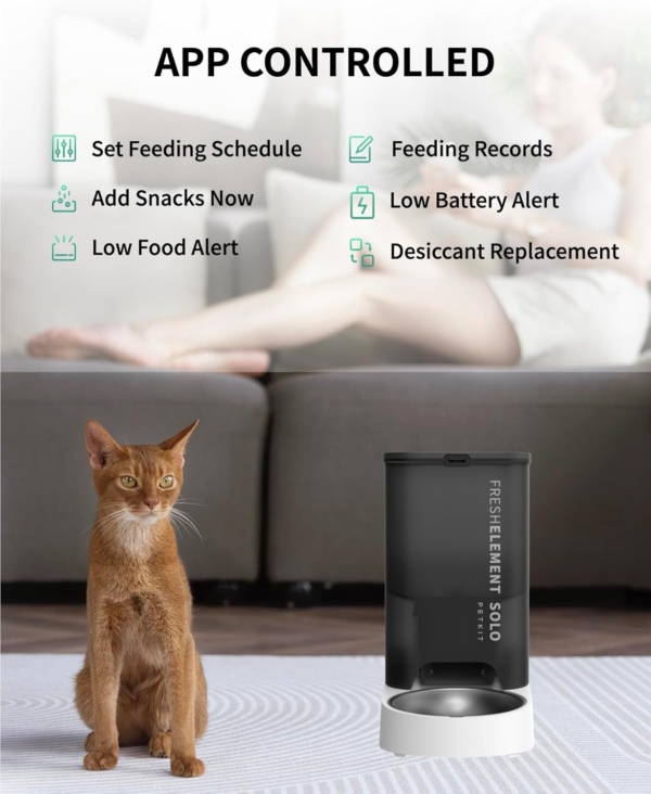 PETKIT Automatic Cat Feeder, 2.4GHz Auto Cat Feeder with App Control 3L, Low Food & Blockage Sensor, 304 Stainless Steel Bowl, Fresh Lock Technology,1-30 Meals/Day Anti-Clog Pet Feeder - Image 2