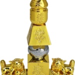 Feng Shui 5 Element Pagoda with 8 Auspicious Objects and Fu Dogs Lucky Fortune Decoration Meaning Health Wealth Figurine Mini