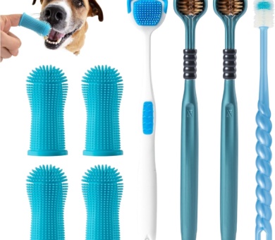 Dog Toothbrush, Finger Toothbrush, 360 Degree Silicone Toothbrush for Dental Care, Easy Dog Cat Puppy Teeth Cleaning (8 Pack)