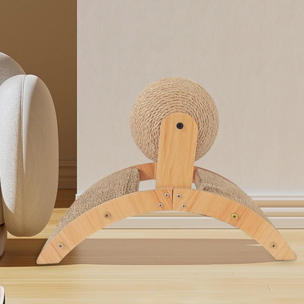 Cat Scratcher Toy, Kitten Claw Grinding Ball, Wooden Sisal Scratcher, Furniture Protector, Exercise and Claw Health Promoter, for Indoor Outdoor Pet Play, 20.08x12.2x7.87 inches - Image 3