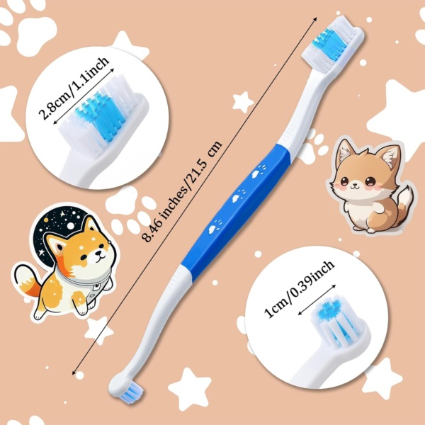 3 Pcs Pet Toothbrushes Double Headed Convenient Soft Bristles Puppy Long Handle Easy Teeth Cleaning Dental Hygiene Care Tooth Brushes for Small to Large Dogs Cats and Most Pets - Image 2
