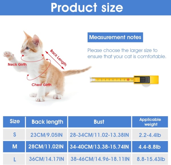 Cat Professional Recovery Suit for Abdominal Wounds or Skin Diseases, After Surgery E-Collar Alternative for Cats Anti Licking Pajama Suit Kittens Surgery Recovery Suit (Blue, M Size) - Image 4
