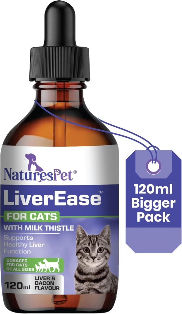 LiverEase – Milk Thistle for Cats (120ml) – Liver Support, Detox & Antioxidant Protection – Rich in Silymarins, Beef, Liver & Bacon Flavour