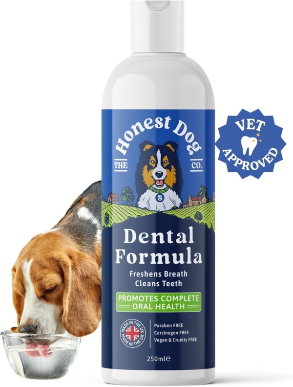 Dog Dental Formula for Water - Dog Breath Freshener in Water - Vet Formulated Dog Mouthwash - Pet Plaque Remover - Easy Daily Use Formula - Dog Teeth Cleaning Products by Honest Dog Co