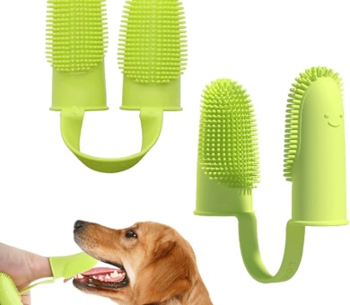 2Pcs Dog Toothbrush Finger,Finger Toothbrush for Dogs Dental Care Puppy Toothbrush Cat Finger Toothbrush Easy Cleaning Double-Finger Brush for Dogs Teeth Cats Puppy Dental Care & Freshen Breathe