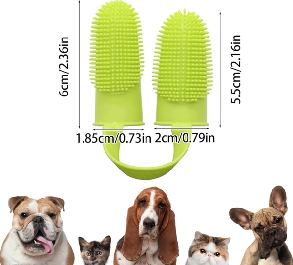 2Pcs Dog Toothbrush Finger,Finger Toothbrush for Dogs Dental Care Puppy Toothbrush Cat Finger Toothbrush Easy Cleaning Double-Finger Brush for Dogs Teeth Cats Puppy Dental Care & Freshen Breathe - Image 2