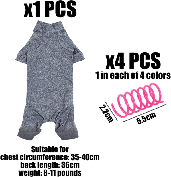 1 Piece Cat Recovery Suit With 4 Spring Toys, Soft Breathable Cat Clothes, Wound Protection Vest, Pet Pajamas (Grey) - Image 2