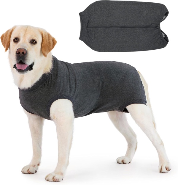 Dog Recovery Suit Post Op with Top Zip Surgical Recovery Suit Female Male Dog Vest Body Suits for Dogs After Surgery Onesie Medical Vest for Small Medium Large Dogs Cone Alternative