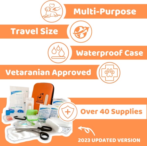 Dog First Aid Kit | Includes Over 40 Health Supplies for Dogs | Multi Purpose Pet Aid Kit For All Emergencies | Travel Sized First Aid For Dogs - Image 2