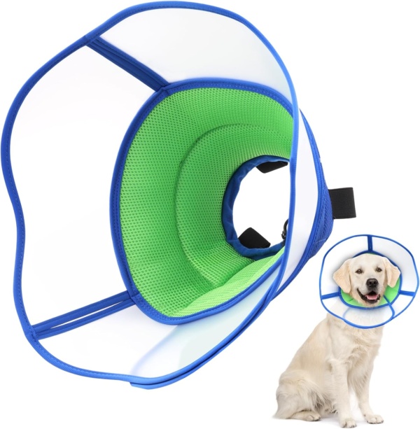 Soft Dog Cone Collar for Dogs After Surgery, Adjustable recovery collars for dogs, buster collars for dogs prevent licking, Anti-Bite Lick Wound Healing Safety Practical Plastic - Size XL Blue