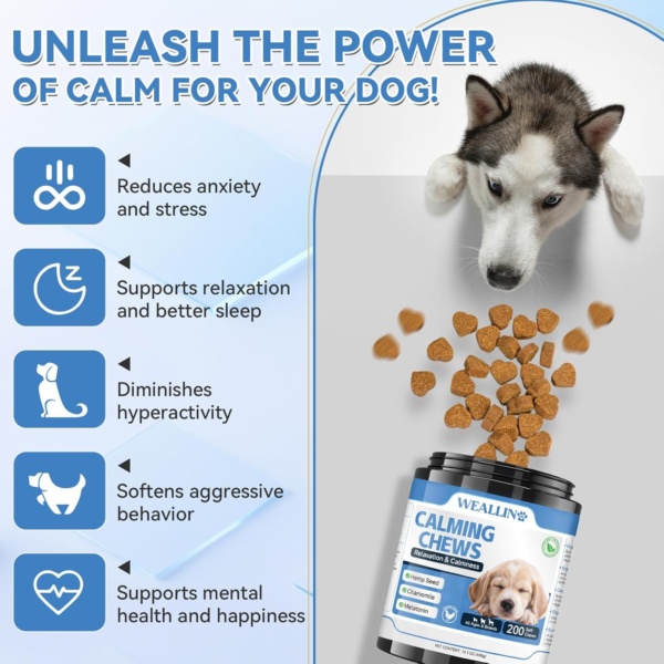 Dog Calming Treats, 200 Count Natural Soothing Dog Chews for Relaxation Support – Helps with Puppy Separation, Barking, Travel, Thunder & Tension – For All Breeds & Sizes – Chicken Flavor - Image 2