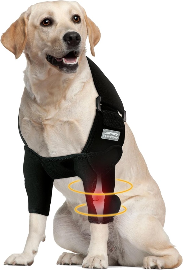 Dog Elbow Protector for Pet Elbow Dysplasia, Shoulder Dislocation - Offers Elbow Support, Dog Recovery Suit Taper Collar Alternative, Helps Wound Healing (L, Both Legs)