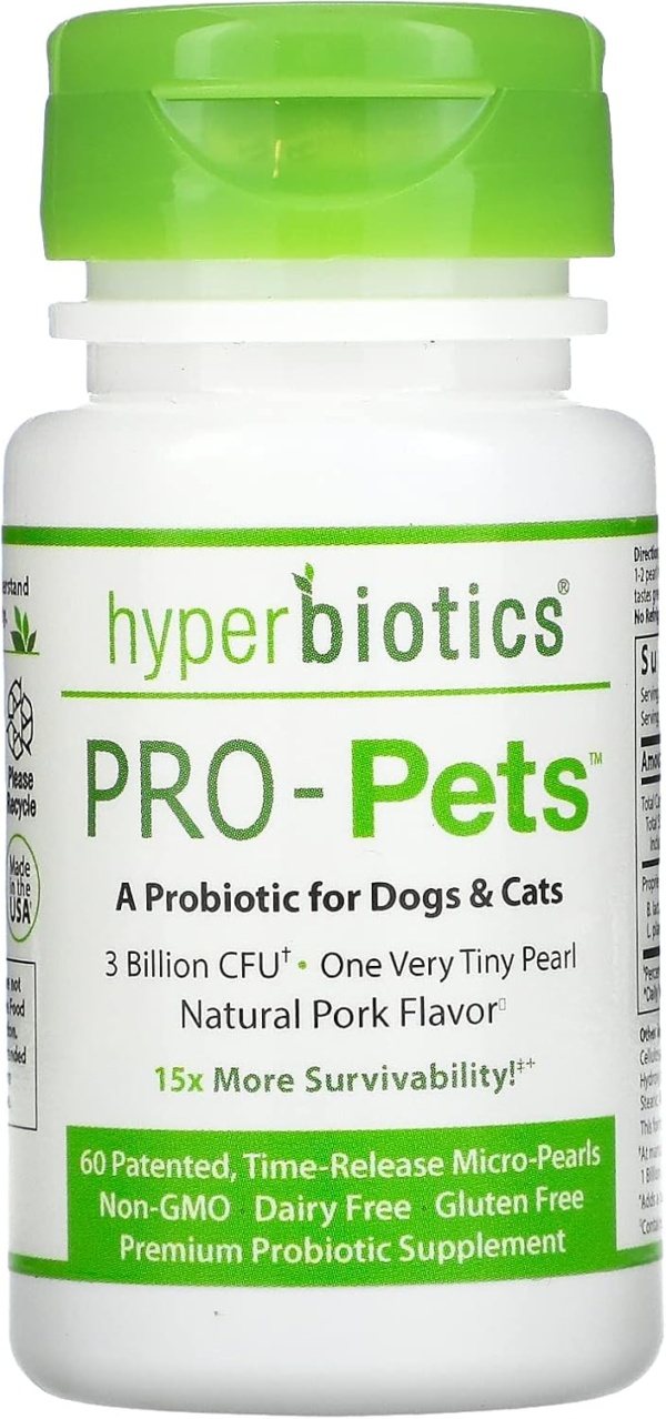 PRO-Pets Probiotics for Dogs and Cats: Time Release Probiotic for Your Companion's Health (dog or cat) - Very Easy to Swallow - 6 Strains - 15x More Effective than Others - Top Supplement for Pets