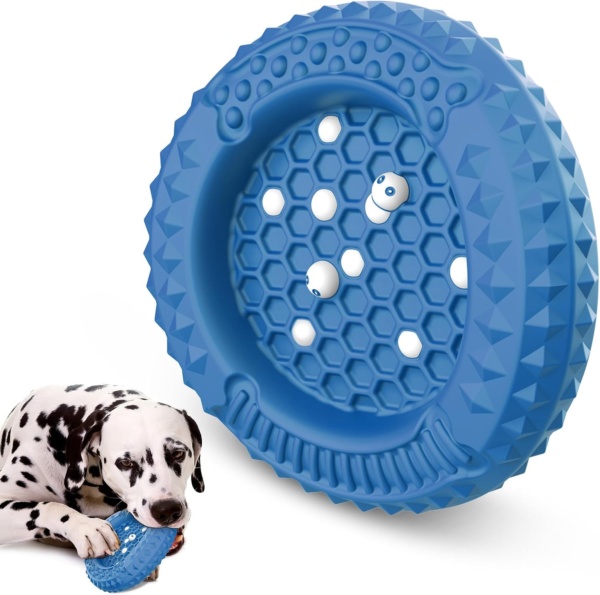 PcEoTllar Dog Chew Toys for Aggressive Chewers, Large Indestructible Dog Toys for Large Dogs, Interactive Dog Toys for Boredom, Natural Rubber for Teeth Gum Health, Blue
