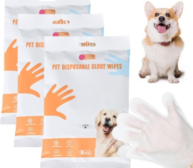 18 Pcs Pet Glove Wipes Dog Mild Deodorizing Pet Glove Wipes for Dogs Thickening Cat Cleaning Gloves No Need to Rinse Cleans and Deodorizes for Daily Care and Travel