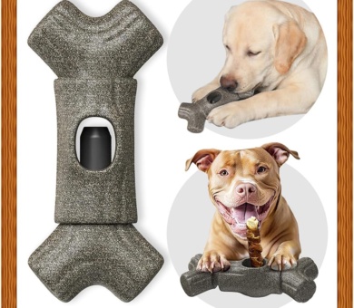 Dog Chew Toy, Bully Stick Holder, Durable Bone-Shaped Chew Toy for Medium/Large Breed Dogs, Prevents Choking, Promotes Dental Health